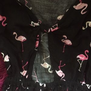Dresses - Flamingo print dress knot back dress Dresses - Flamingo print dress knot back dress